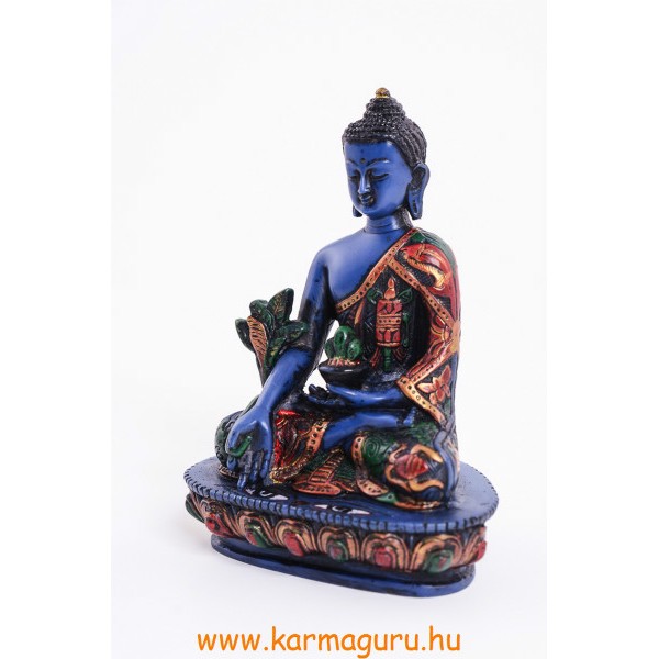 Gyógyító Buddha kézzel festett rezin szobor - 13,5 cm