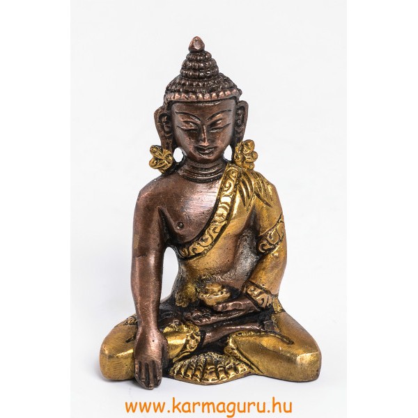 Shakyamuni Buddha szobor réz, alj nélkül, arany és bronz - 8 cm