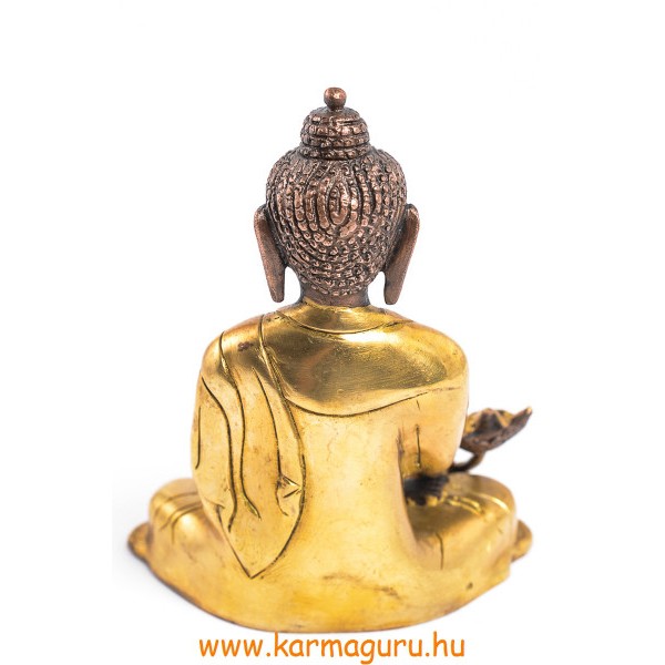 Gyógyító Buddha szobor réz, alj nélkül, arany és bronz - 16 cm