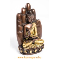 Áldó Buddha kézben szobor, réz, arany és bronz