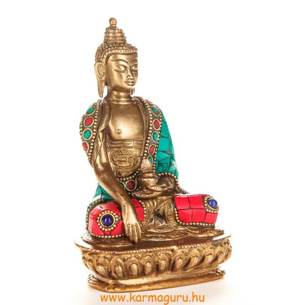 Shakyamuni Buddha szobor réz, kővel berakott