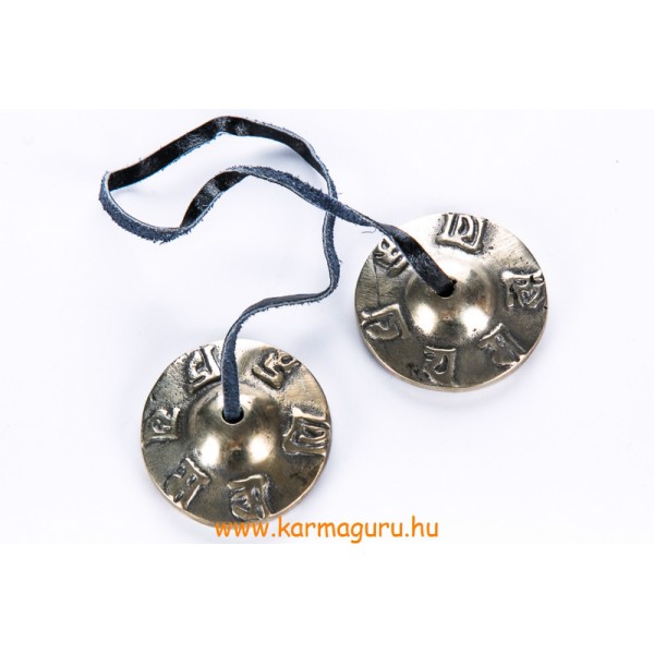 Tingsha az Om Mani Padme Hum mantrával, prémium minőségű - 4,5 cm