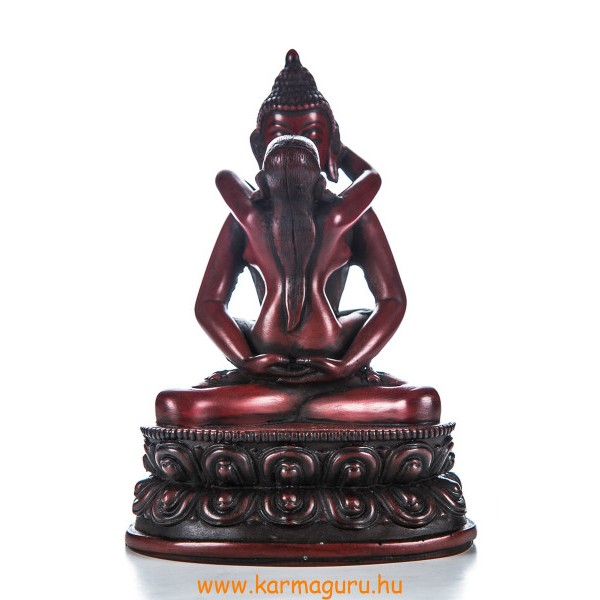 Buddha és Shakti (Samantabhadra) rezin szobor, vörös színű - 21 cm