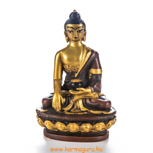 Shakyamuni Buddha, kézzel festett, rezin szobor - 11 cm