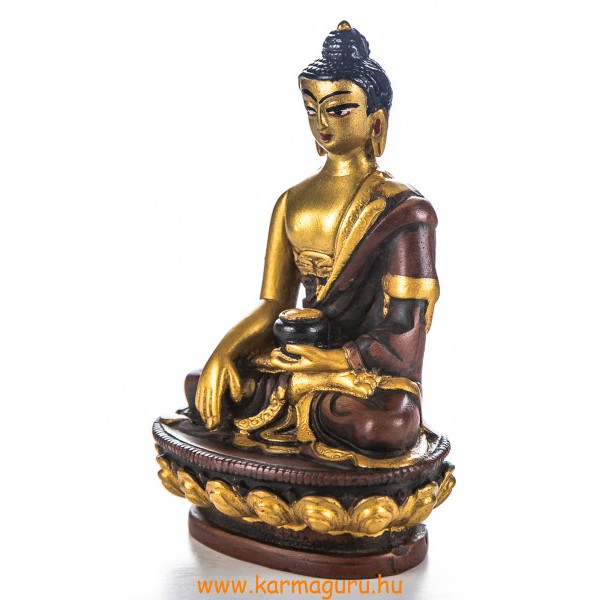 Shakyamuni Buddha, kézzel festett, rezin szobor - 11 cm