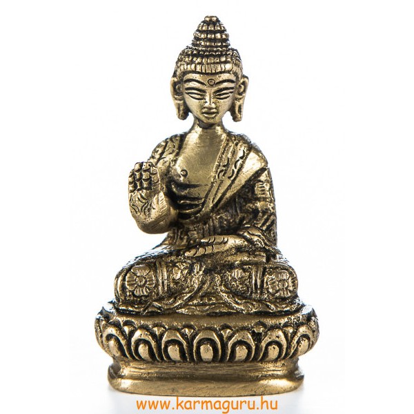 Áldó Buddha réz szobor, matt sárga - 8cm