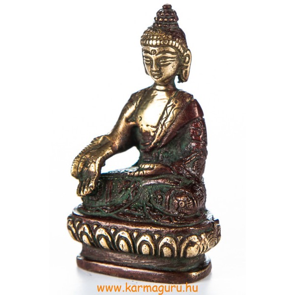 Gyógyító Buddha réz szobor, arany-vörös - 8cm