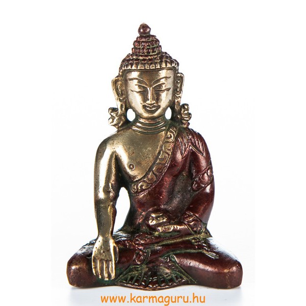 Shakyamuni Buddha szobor, arany-vörös - 8 cm