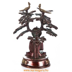Áldó Buddha bódhi fa alatt réz szobor, arany-vörös - 18 cm 