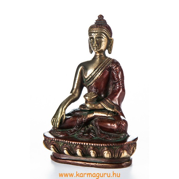 Shakyamuni Buddha réz szobor, arany-vörös - 14cm