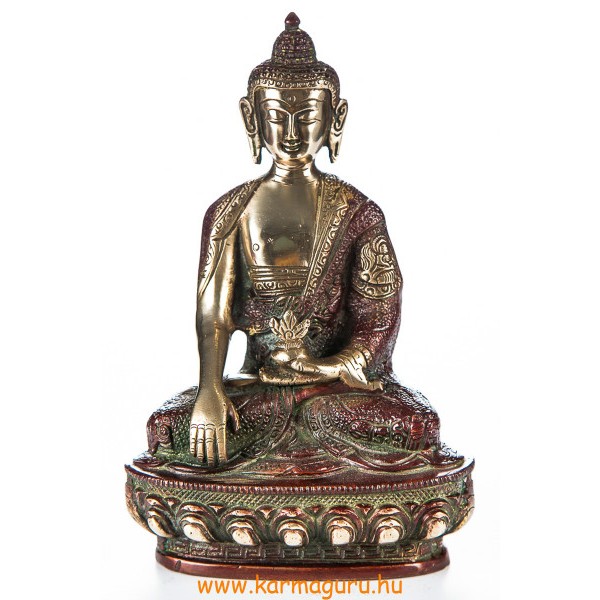 Shakyamuni Buddha réz szobor, arany-vörös - 21cm