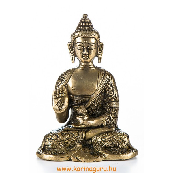 Áldó Buddha réz szobor, matt sárga - 14cm