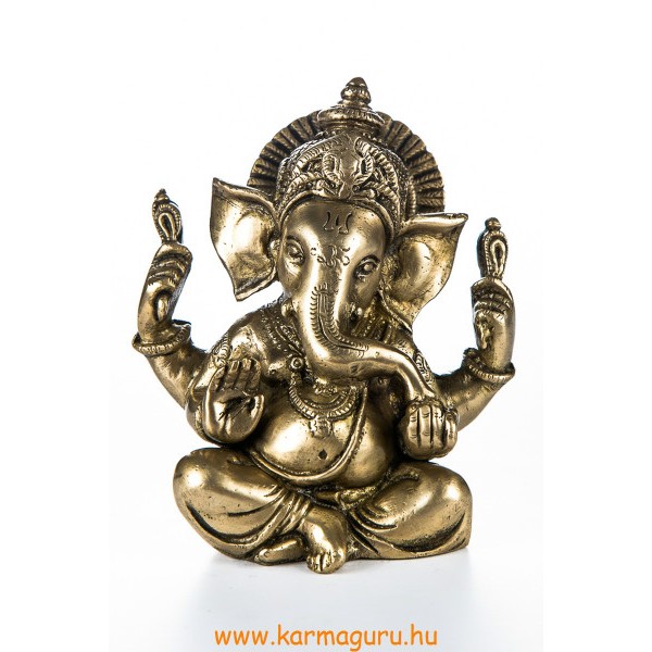 Ganesha réz szobor, matt sárga - 14 cm
