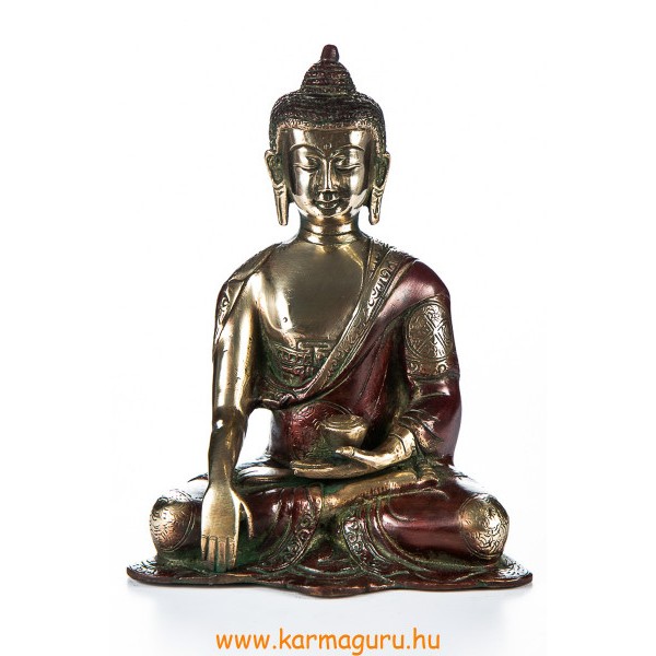 Shakyamuni Buddha réz szobor, arany-vörös - 20cm
