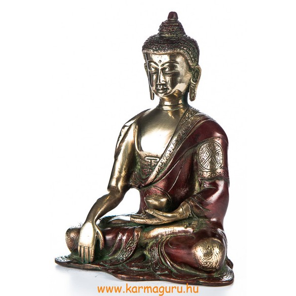 Shakyamuni Buddha réz szobor, arany-vörös - 20cm
