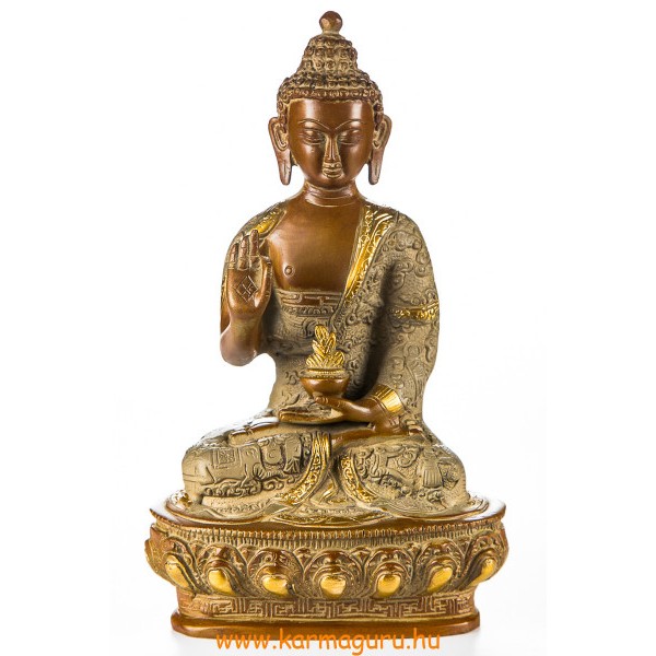 Áldó Buddha réz szobor, nepáli színű - 26cm