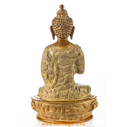 Áldó Buddha réz szobor, nepáli színű - 26cm
