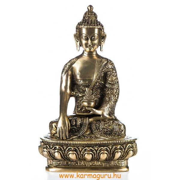 Shakyamuni Buddha réz szobor, matt sárga - 26cm