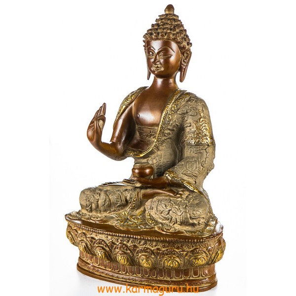 Áldó Buddha réz szobor, nepáli színű - 30cm