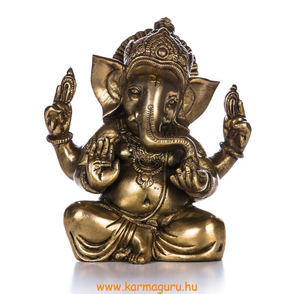 Ganesha réz szobor, matt sárga - 18 cm