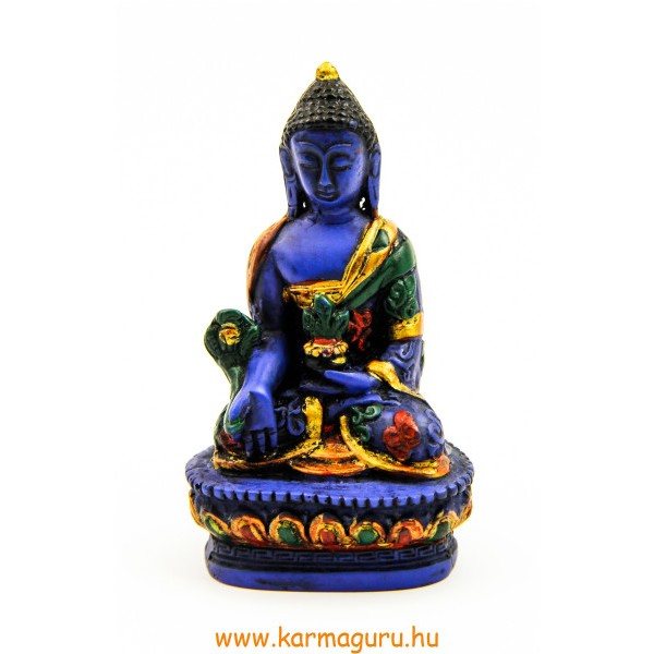 Gyógyító Buddha kézzel festett rezin szobor - 9 cm