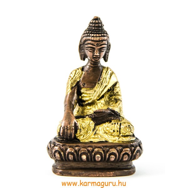 Shakyamuni Buddha réz szobor, arany-bronz - 8cm