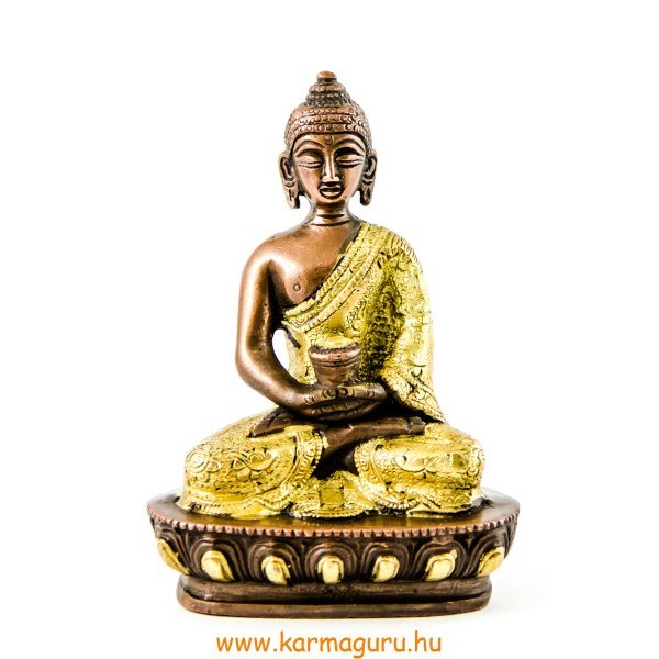 Amitabha Buddha szobor, arany-bronz - 14cm