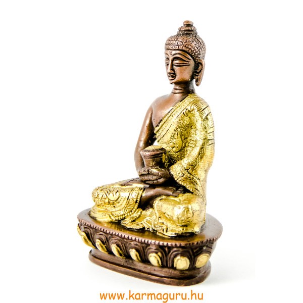 Amitabha Buddha szobor, arany-bronz - 14cm