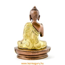 Áldó Buddha réz szobor, arany-bronz - 14cm