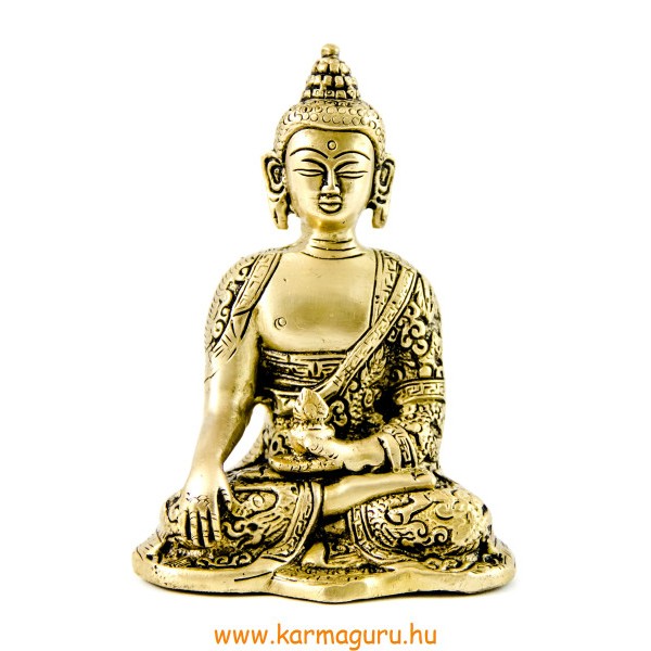 Shakyamuni Buddha réz szobor, matt sárga - 14cm