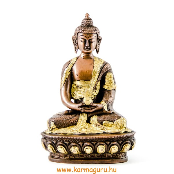 Amitabha Buddha szobor, arany-bronz - 21cm