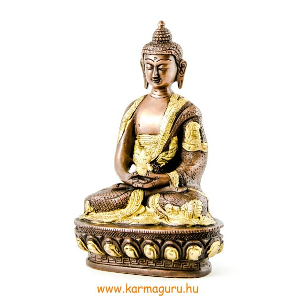 Amitabha Buddha szobor, arany-bronz - 21cm