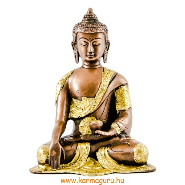 Shakyamuni Buddha szobor réz, alj nélkül, arany-bronz - 20 cm