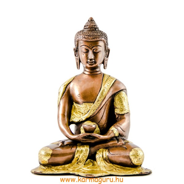 Amitabha Buddha szobor réz, alj nélkül, arany-bronz - 20 cm