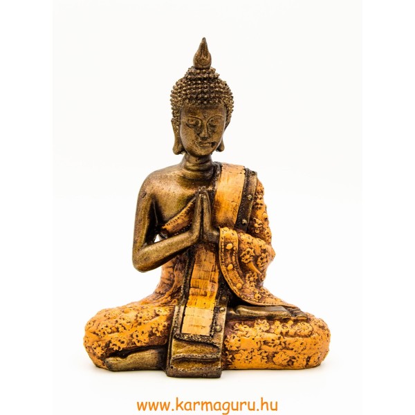 Imádkozó Buddha színes rezin szobor - 20 cm