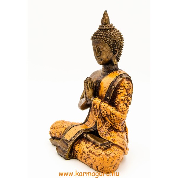 Imádkozó Buddha színes rezin szobor - 20 cm