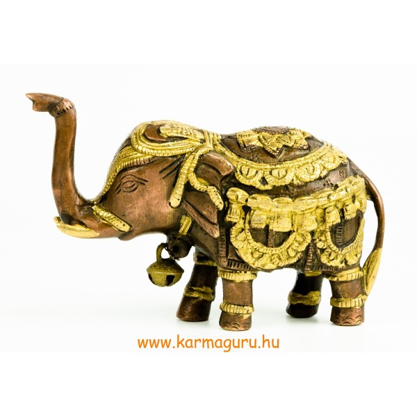 Elefánt réz szobor, arany-bronz- 8 cm