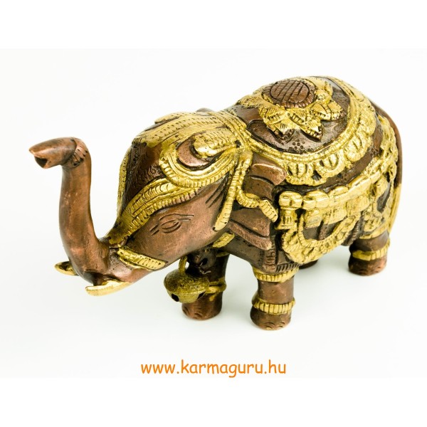 Elefánt réz szobor, arany-bronz- 8 cm