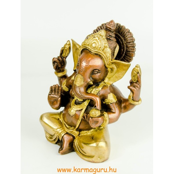 Ganesha réz szobor, arany-bronz - 18 cm