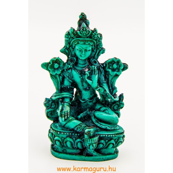 Zöld Tara zöld színű rezin szobor - 9,5 cm