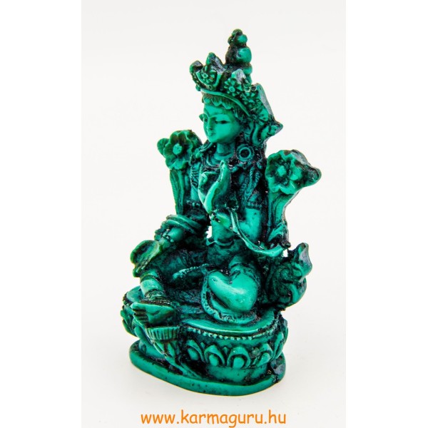 Zöld Tara zöld színű rezin szobor - 9,5 cm
