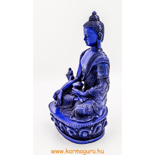 Gyógyító Buddha szobor rezin kék színű - 20 cm