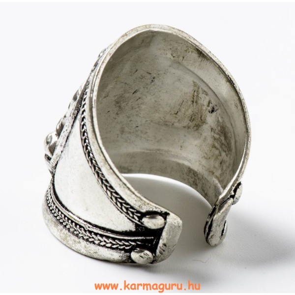 Ezüst színű vastag gyűrű Shakyamuni Buddhával