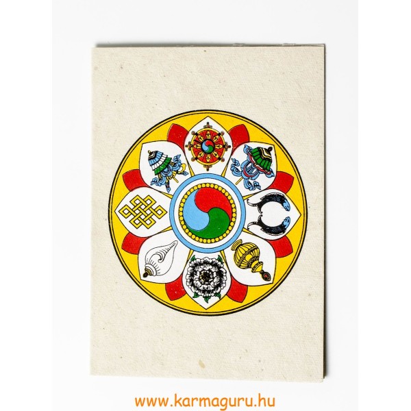 Tibeti 8 szerencsejeles mártott papír (LOKTA) képeslap