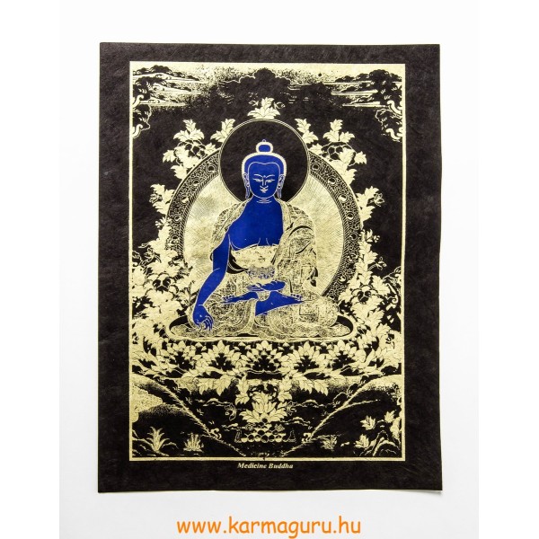 Gyógyító Buddha fekete mártott papír (LOKTA) falikép