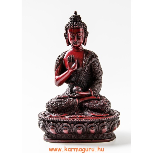 Áldó Buddha szobor, rezin, vörös színű - 27 cm