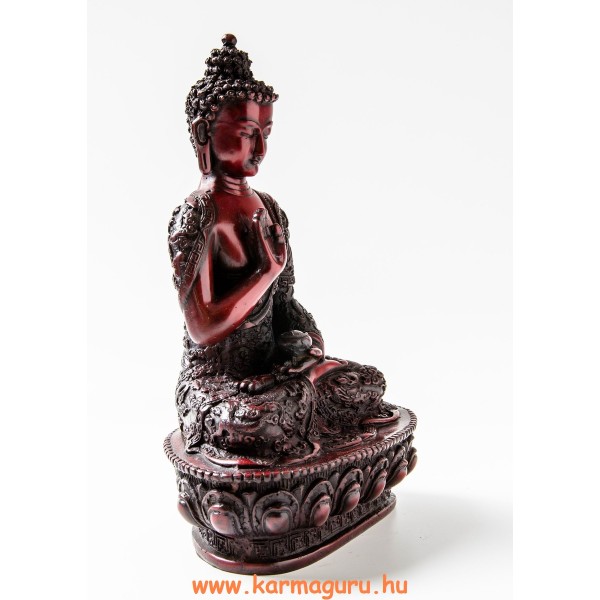 Áldó Buddha szobor, rezin, vörös színű - 27 cm