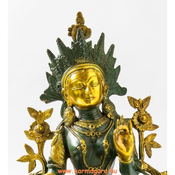 Zöld Tara réz szobor, zöld - arany színű - 48 cm