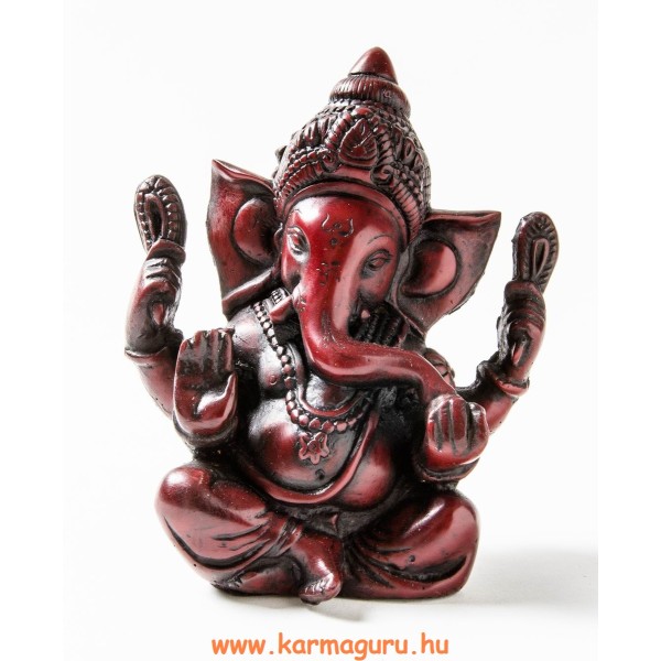 Ganesha, vörös színű rezin szobor - 15 cm