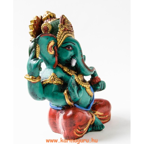Ganesha kézzel festett rezin szobor - 18 cm